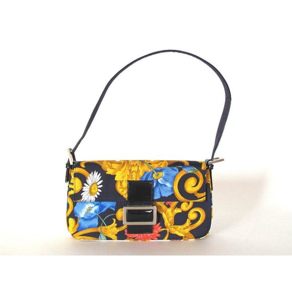 Designer Stuart Weitzman Floral Print Fabric/Patent Leather Handbag